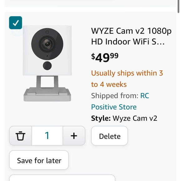 WYZE Cam v2 1080p HD Indoor WiFi Smart Home Camera with Night Vision, 2-Way Audi - Picture 1 of 6